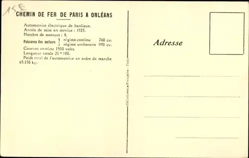 Ak Französische Eisenbahn, Chemin de Fer de Paris a Orleans