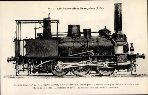 Ak Locomotives Francaises, Machine Tender No 1018, Dampflok, PO