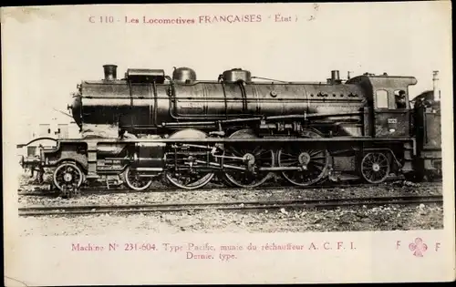 Ak Französische Eisenbahn, Etat, Dampflok No. 231.604, Typ Pacific