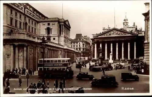 Ak London City England, Bank of England and Royal Exchange, Bus