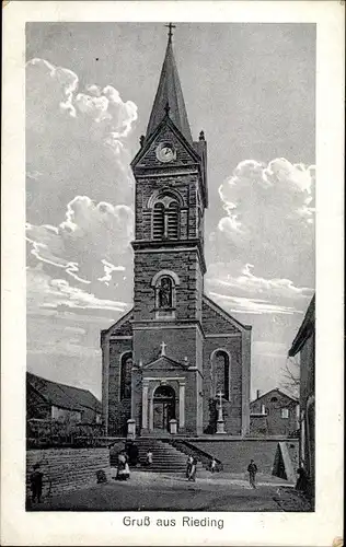 Ak Réding Rieding Lothringen Moselle, Kirche