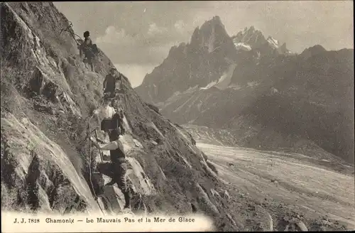 Ak Chamonix Haute Savoie, Le Mauvais Pas et la Mer de Glace