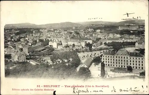 Ak Belfort Beffert Beffort Territoire de Belfort, vue generale, Cote de Montbeliard