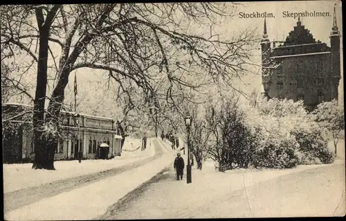 Ak Stockholm Schweden, Skeppsholmen, Winter