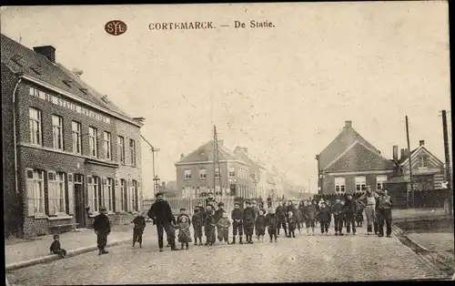 Ak Cortemarck Kortemark Westflandern, De Statie, Partie am Bahnhof