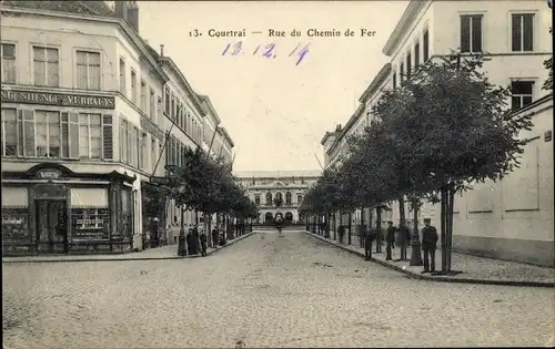 Ak Kortrijk Courtrai Westflandern, Rue du Chemin de Fer, Statiestraat