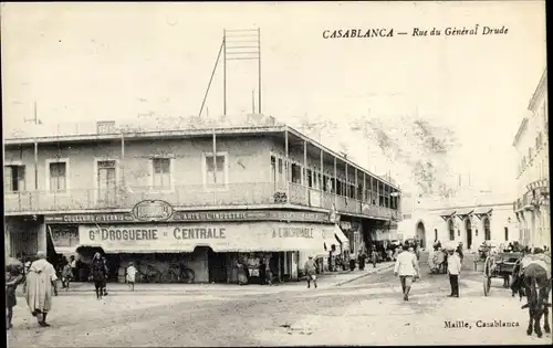 Ak Casablanca Marokko, Rue du Général Drude, Droguerie Centrale