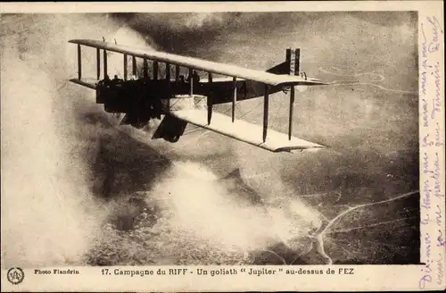 Ak Fès Fez Marokko, Campagne du Riff, un goliath Jupiter au dessus de FEZ