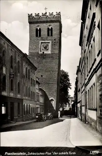 Ak Ząbkowice Śląskie Frankenstein Schlesien, Schlesisches Pisa, Der schiefe Turm, Krzywa Wieza