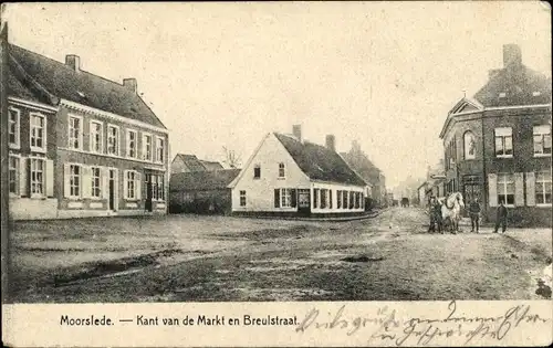 Ak Moorslede Westflandern, Kant van de Markt en Breulstraat