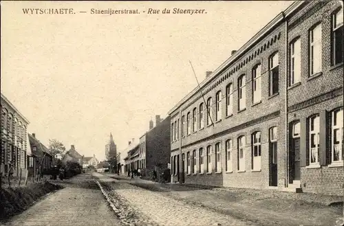 Ak Wytschaete Westflandern, Staenijzerstraat, Rue du Staenyzer, Straßenpartie