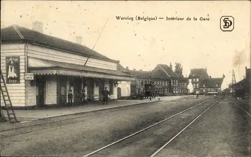 Ak Wervicq Westflandern, Intérieur de la Gare, Bahnhof, Gleisseite