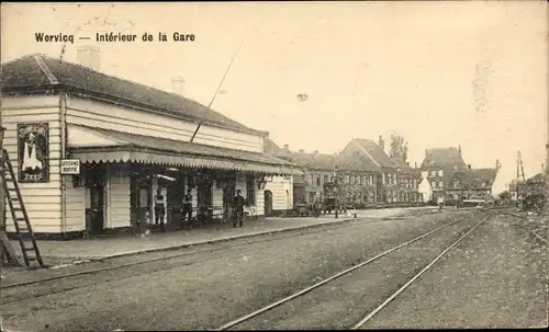 Ak Wervicq Westflandern, Intérieur de la Gare, Bahnhof, Gleisseite