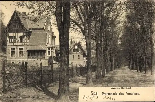 Ak Spa Wallonien Lüttich, Avenue de Barisart, Promenade des Fontaines