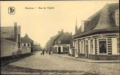 Ak Messines Mesen Westflandern, Rue de l'Eglise, Estaminet