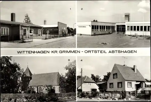 Ak Abtshagen Wittenhagen in Vorpommern, Wilhelm-Pieck-Oberschule, Kirche, Verkaufsstelle