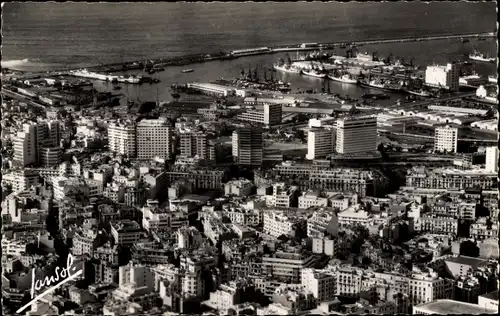 Ak Casablanca Marokko, Panoramaansicht, Grands Hotels, Hafen