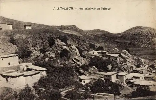 Ak Ain Leuh Marokko, Vue generale du Village, Blick auf den Ort, Berge, Hütten