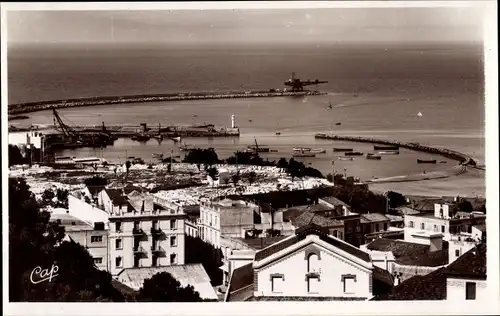 Ak Tanger Marokko, Vue du Port prise du Boulevard Pasteur, Hafen