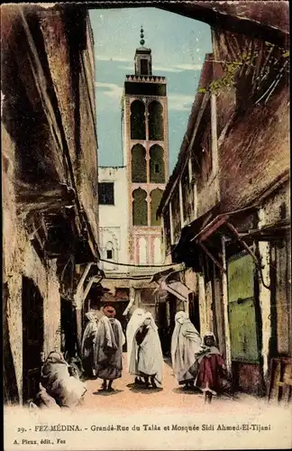 Ak Fès Fez Marokko, Grande Rue du Talaa et Mosquee Sidi Admed El Tijani