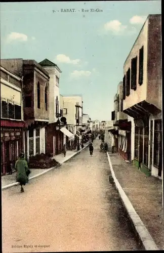 Ak Rabat Marokko, Rue El-Gza, Straßenansicht