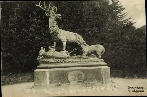 Ak Friedrichsruh Aumühle im Herzogtum Lauenburg, Hirschgruppe, Statue