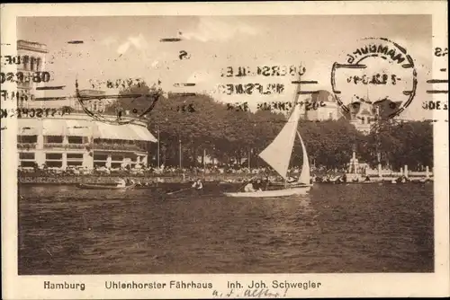 Ak Hamburg Nord Uhlenhorst, Uhlenhorster Fährhaus, Segelboot, Ruderboot