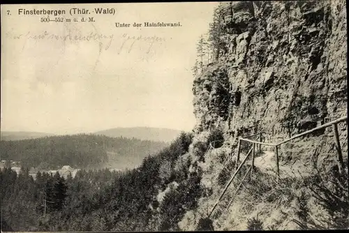 Ak Finsterbergen Friedrichroda im Thüringer Wald, Unter der Hainfelswand