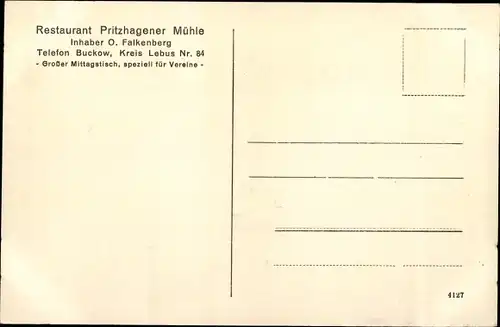 Ak Buckow in der Märkischen Schweiz, Blick auf die Pritzhagener Mühle