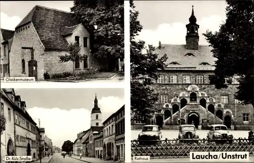 Ak Laucha an der Unstrut in Sachsen Anhalt, Rathaus, Glockenmuseum, Dr. Külz Straße