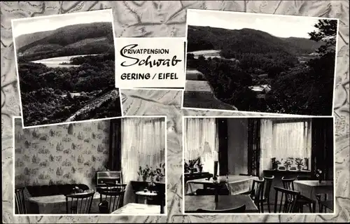 Ak Gering in der Eifel, Privatpension Schwab, Innenansicht, Panorama