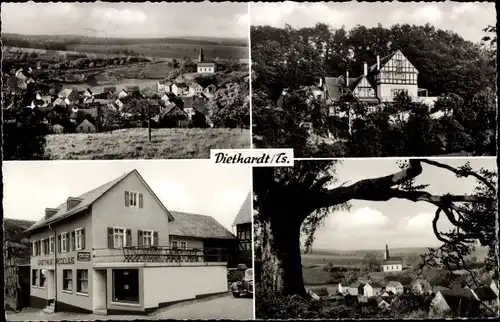 Ak Diethardt im Taunus, Gasthaus und Kolonialwalren Crecelius, Panorama