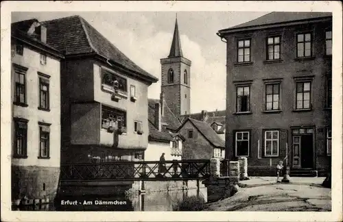 Ak Erfurt, Am Dämmchen, Blick auf Brücke und Kirche