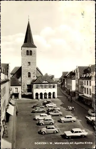 Ak Dorsten in Westfalen, Marktplatz mit Agatha-Kirche