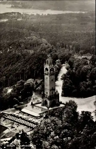 Ak Berlin Wilmersdorf Grunewald, Grunewaldturm, Fliegeraufnahme