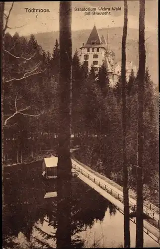Ak Todtmoos im Schwarzwald, Sanatorium Wehra Wald mit Stauwehr