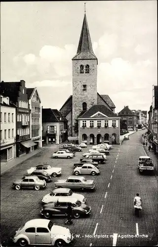 Ak Dorsten in Westfalen, Partie am Marktplatz mit Agathakirche, Autos