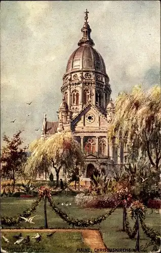 Künstler Ak Charles F. Flower, Mainz, Blick auf die Christuskirche, Tuck 187 B