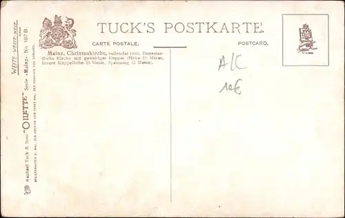 Künstler Ak Charles F. Flower, Mainz, Blick auf die Christuskirche, Tuck 187 B
