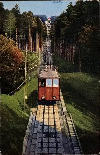 Ak Baden Baden am Schwarzwald, Drahtseilbahn a. d. Merkur