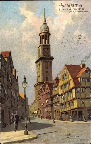 Künstler Ak Kämmerer, Rob., Hamburg, St. Michaeliskirche, vom Schaarmarkt aus gesehen