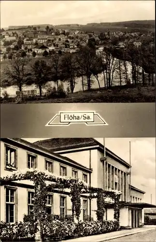 Ak Flöha in Sachsen, Blick zum Ort, Panorama, Straßenpartie