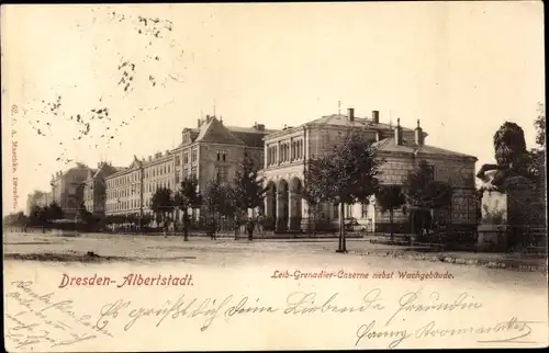 Ak Dresden Neustadt Albertstadt, Leib-Grenadier-Kaserne, Wachgebäude