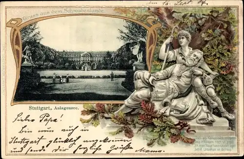 Präge Passepartout Ak Stuttgart in Württemberg, Anlagensee