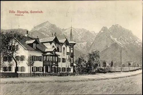 Ak Garmisch Partenkirchen in Oberbayern, Pension Villa Alpspitz