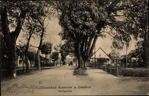 Ak Ostseebad Koserow auf Usedom, Dorfpartie