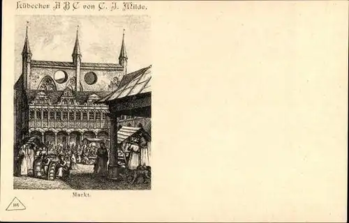 22 alte Ak Lübeck, Lübecker ABC von Maler Carl Julius Milde, diverse Ansichten