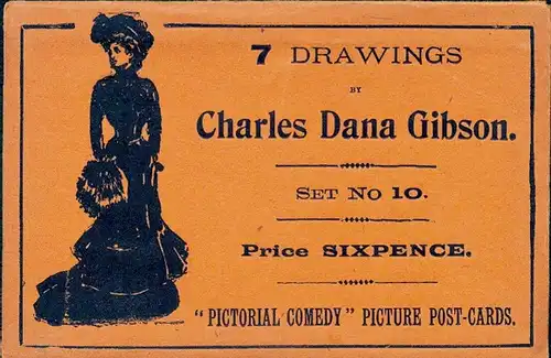 6 alte Ak Serie Charles Dana Gibson Set Nummer 10, Pictorial Comedy, diverse Zeichnungen