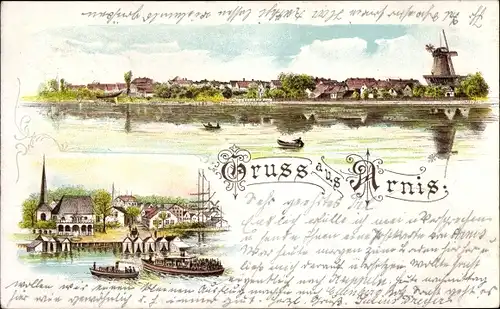 Litho Bad Arnis an der Schlei, Stadtansichten, Windmühle
