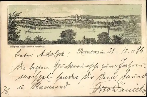 Litho Ratzeburg im Herzogtum Lauenburg, Totalansicht der Ortschaft